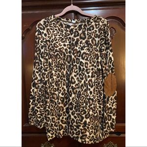 Leopard Print top with elbow patches